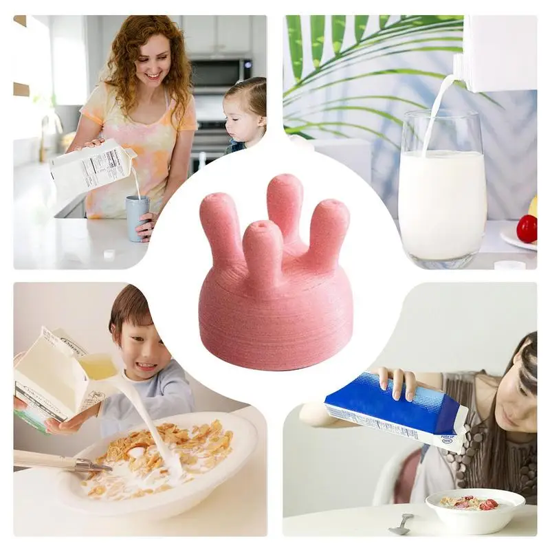 Milk Bottle Cap Milk Carton Cap Milk Diverter Cartoon Reusable Juice Milk Drinking Bottles Pour Spout Covers Kitchen Gadgets view 5