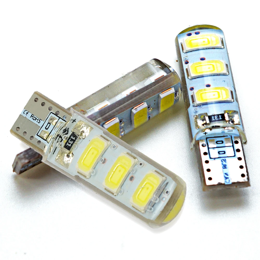 

500 шт. сигнал поворота для багажника T10 5630 6 SMD, силиконовая фотолампа для автомобиля, задняя фара, парковочная туманная фара, задняя фара, фонарик постоянного тока 12 В