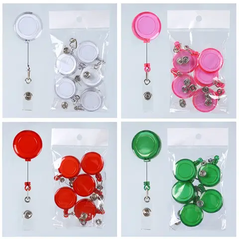 10pcs 아크릴 개폐식 간호사 배지 릴 패션 이름 태그 ID 배지 홀더 클립 패스 카드 커버 자격 증명 홀더