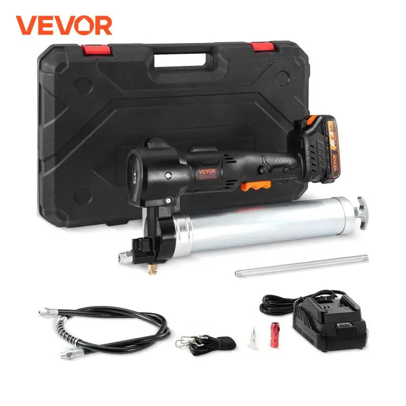 VEVOR 10000PSI 20Volt Electric Cordless Grease Gun Kit High Pressure Battery Powered with Carrying Case Charger Included for Car