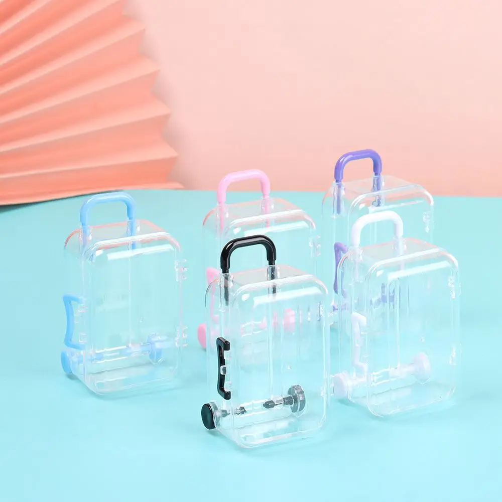 Fashion Plastic Mini Suitcase for Dolls Miniature Toys Trunk Dollhouse Decoration Lovely Small Clutch Jewellery Box Doll Handbag view 4