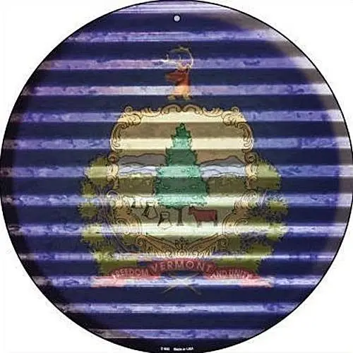 

Государственный флаг VT Vermont, 12 дюймов, круглый металлический знак, патриотический Декор США, гофрированный внешний вид