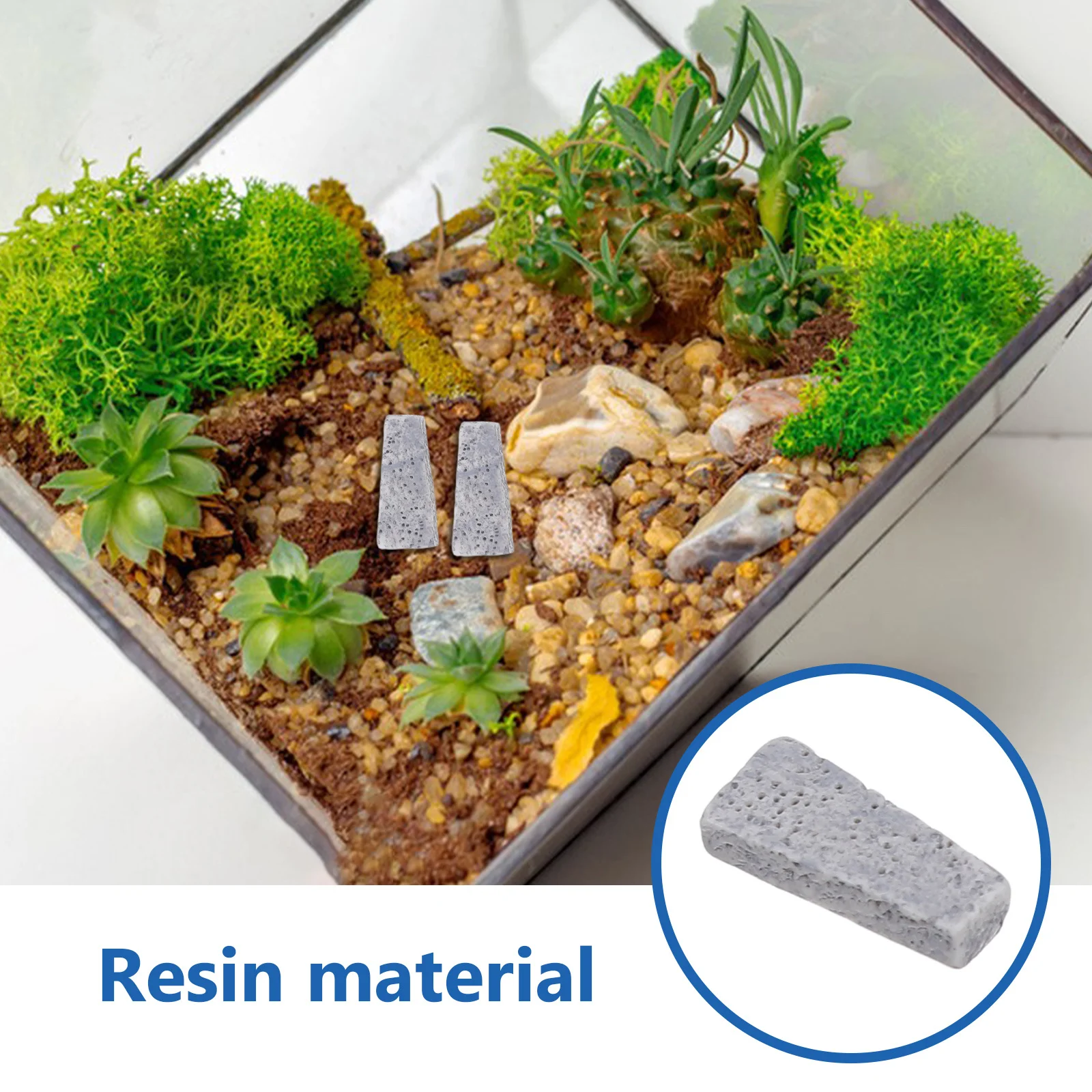 20 piezas Micro losas de piedra para paisaje, escalones de camino para jardín, bricolaje, rocas en miniatura de resina, paisaje decorativo, pasarela al aire libre