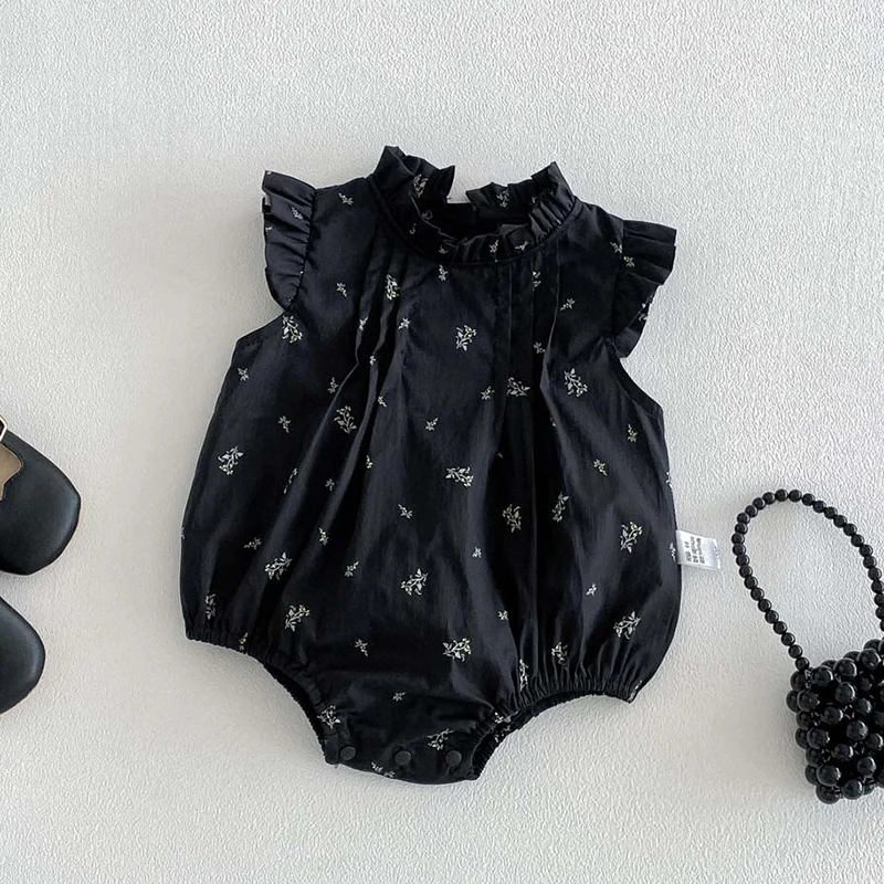 

2026 New Summer 0-24M Children Clothes Infant Baby Girls Bodysuits Sleeveless Cotton Print Toddler Baby Girls Jumpsuit
