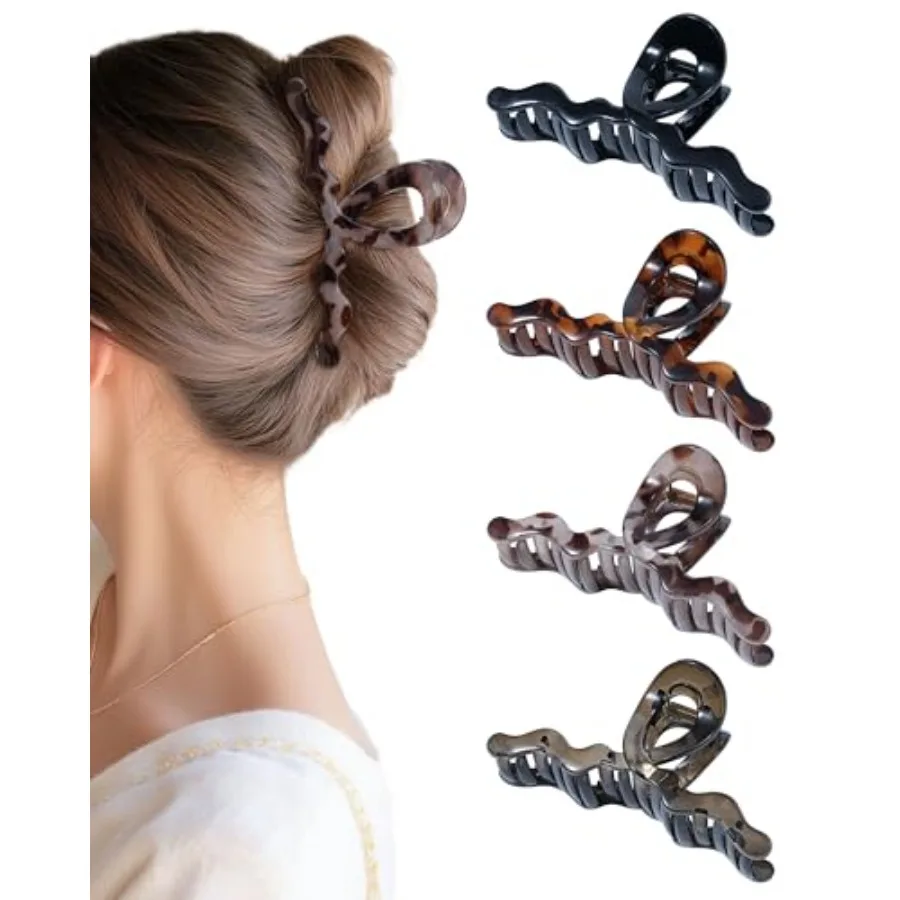 

4 Pack Large Claw Clips for Women Thick Hair - 5.12 Inch Hair Claw Clips Non-slip Strong Spring Hair Clips for Long Curly Hair