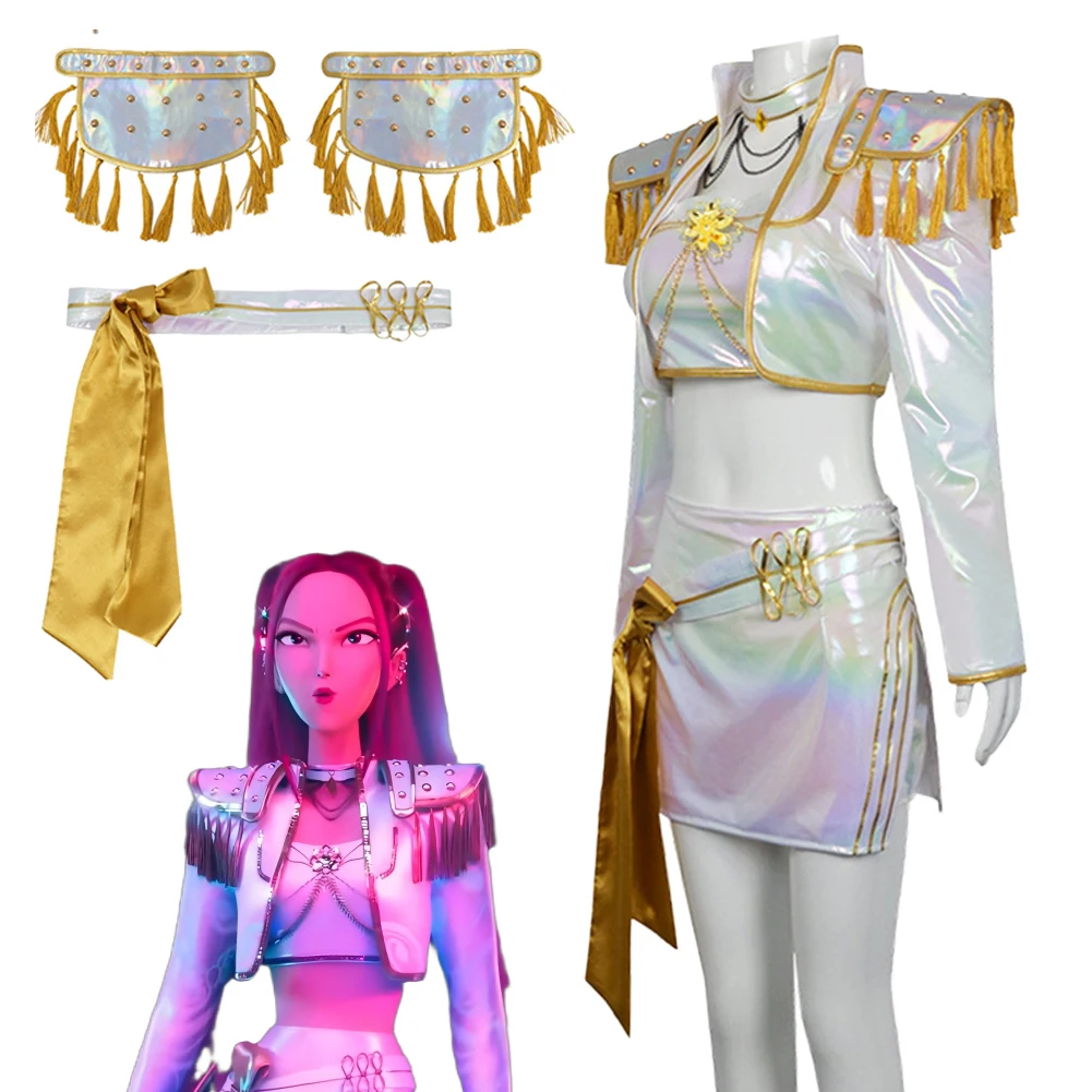 

Fantasia Demon Hunter of KPop Mira Cosplay Singing White Suits Cartoon Disfraz Costume Women Halloween Carnival Party Clothes