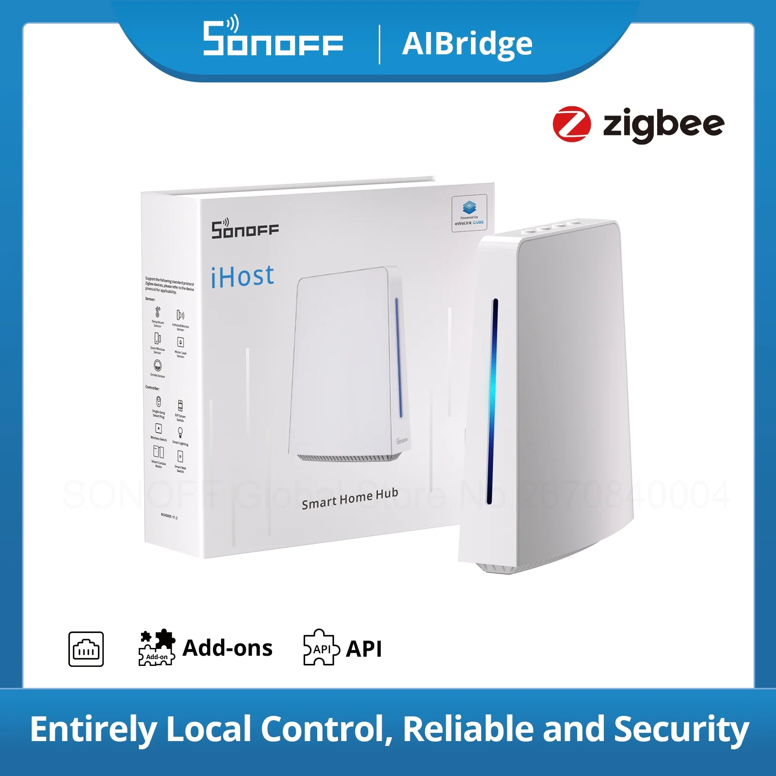 SONOFF IHost Smart Hub AIBridge 2GB/4GB Zigbee Gateway Multi Mode Local Control Smart Home Compatible With Wi-Fi LAN Devices