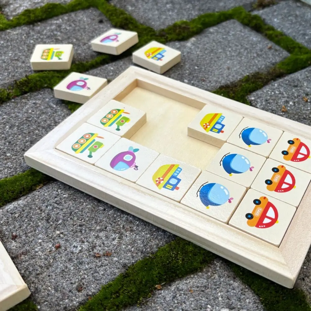 Bloques de juego, juegos de rompecabezas deslizantes de animales, juego IQ, rompecabezas de inteligencia portátil educativo temprano deslizante móvil de madera