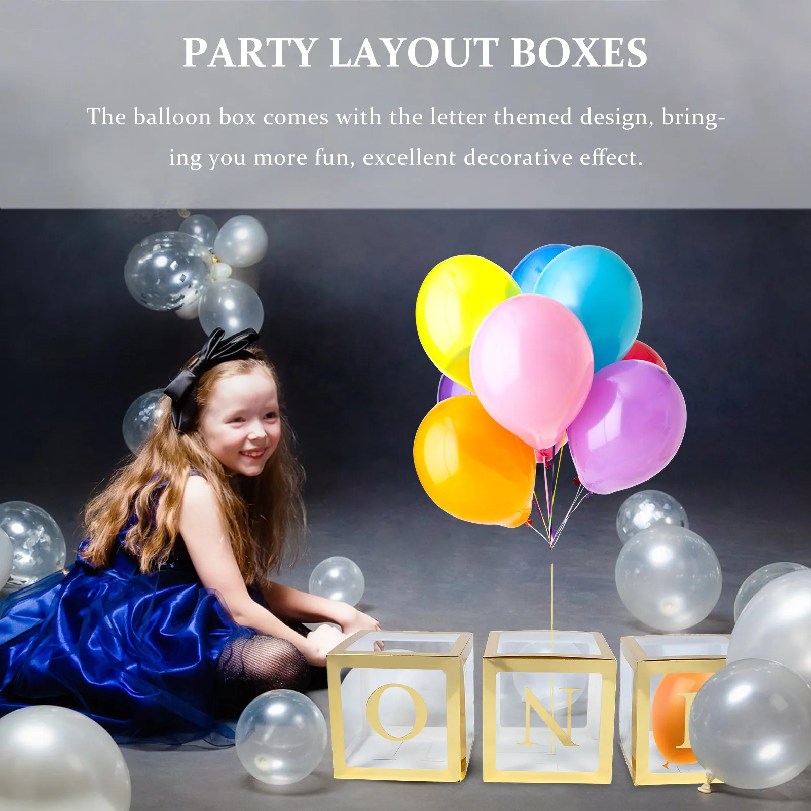 

Набор из 1 коробки с воздушными шарами в изысканном мультяшном стиле для детского праздника, с милым буквенным дизайном, праздничный декор для помещений, на день рождения