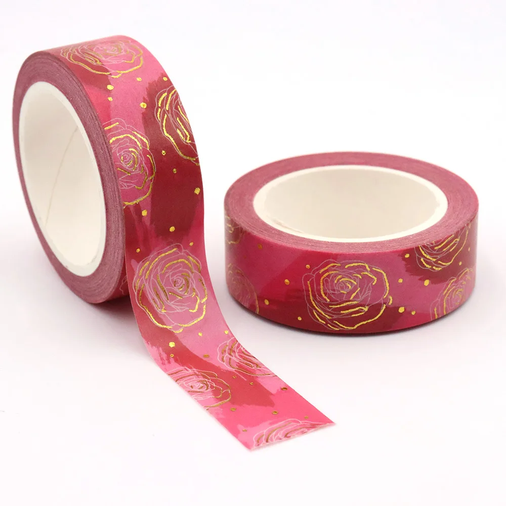 

NEW 1PC 15mm*10m Gold Foil Roses lines Decorative Washi Tape Stationery Colourful Tape Office Supply washi stickers