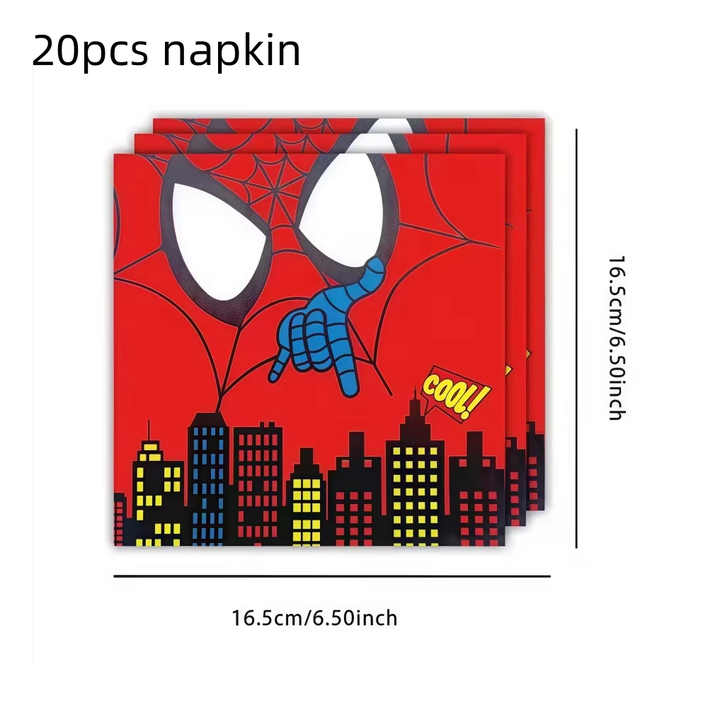 Spinnen-Geburtstagsparty-Dekoration, rotes Spidehero-Geschirrset, Tasse, Teller, Serviette, Banner, Luftballons für Partygeschenke, Geschenk, Babyparty – Detail 5