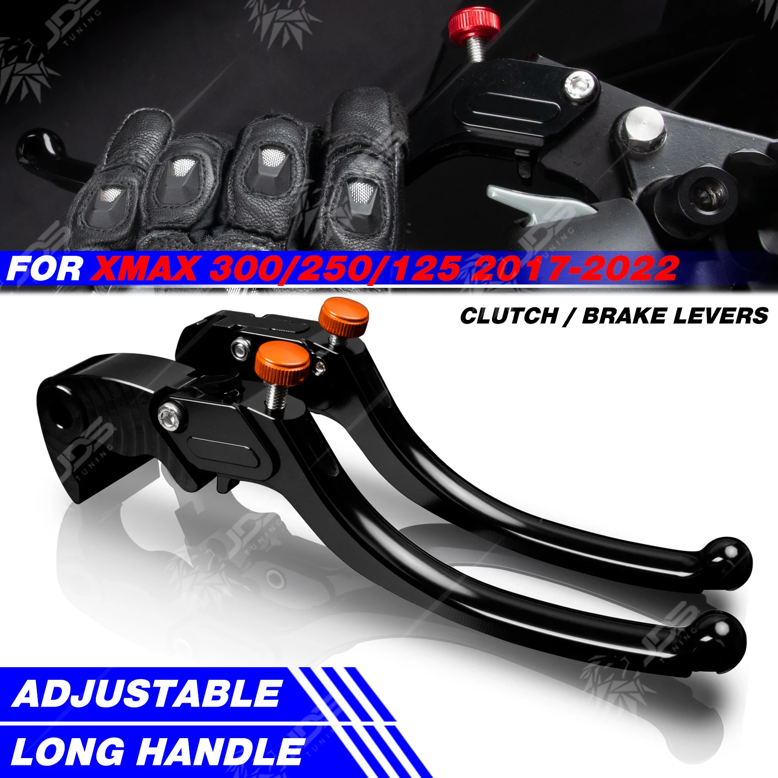 

JDSTUNING Для Yamaha XMAX 300/250/125 2017-2022: Комплект бесступенчатых рычагов сцепления и тормоза с удлиненной ручкой, аксессуары для мотоциклов