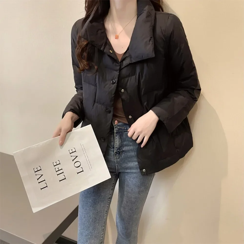 Automne hiver femmes solide col montant Plaid ultraléger blanc canard vers le bas manteau doudoune garder au chaud doudoune femme