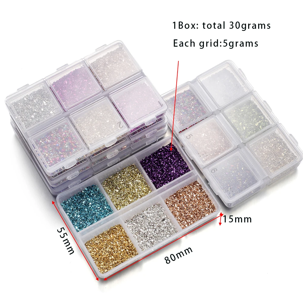 30g Broken Glass Stones Epoxy Resin Mold Fillings Crystal Irregular Crushed Stone For Jewelry Making DIY Crafts Nail Art Filler