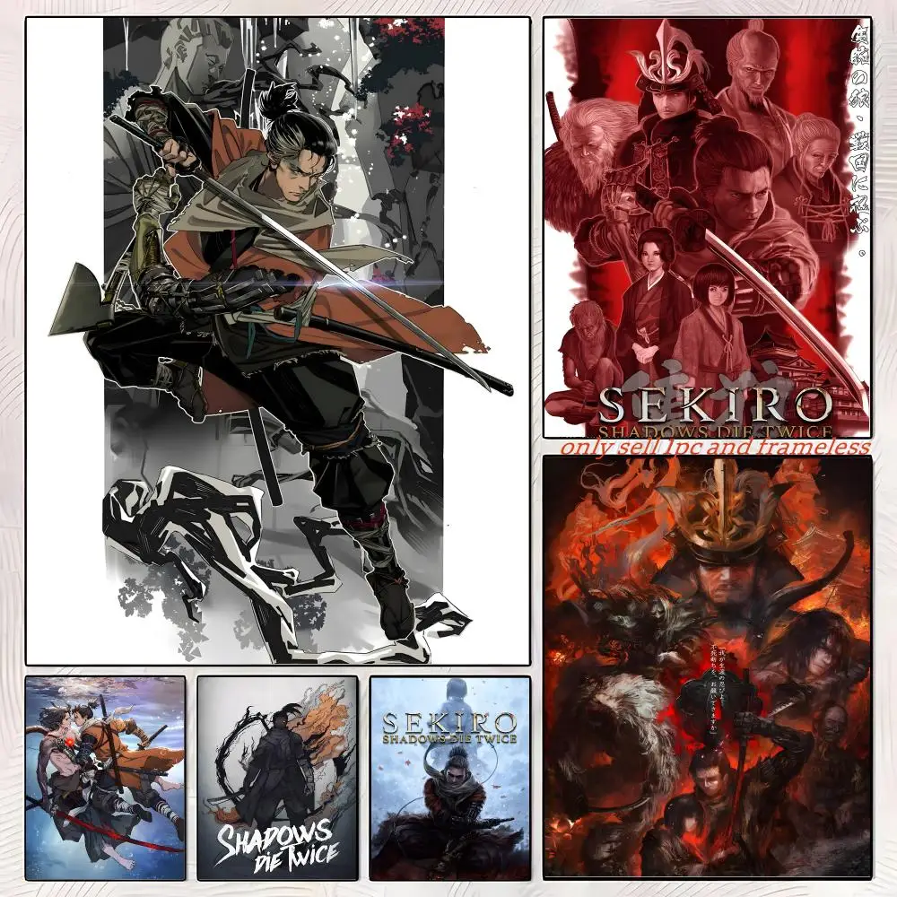 Game Ninja Sekiro Shadows Die Twice Poster Self-adhesive Painting with prints Home bedroom living room decoration