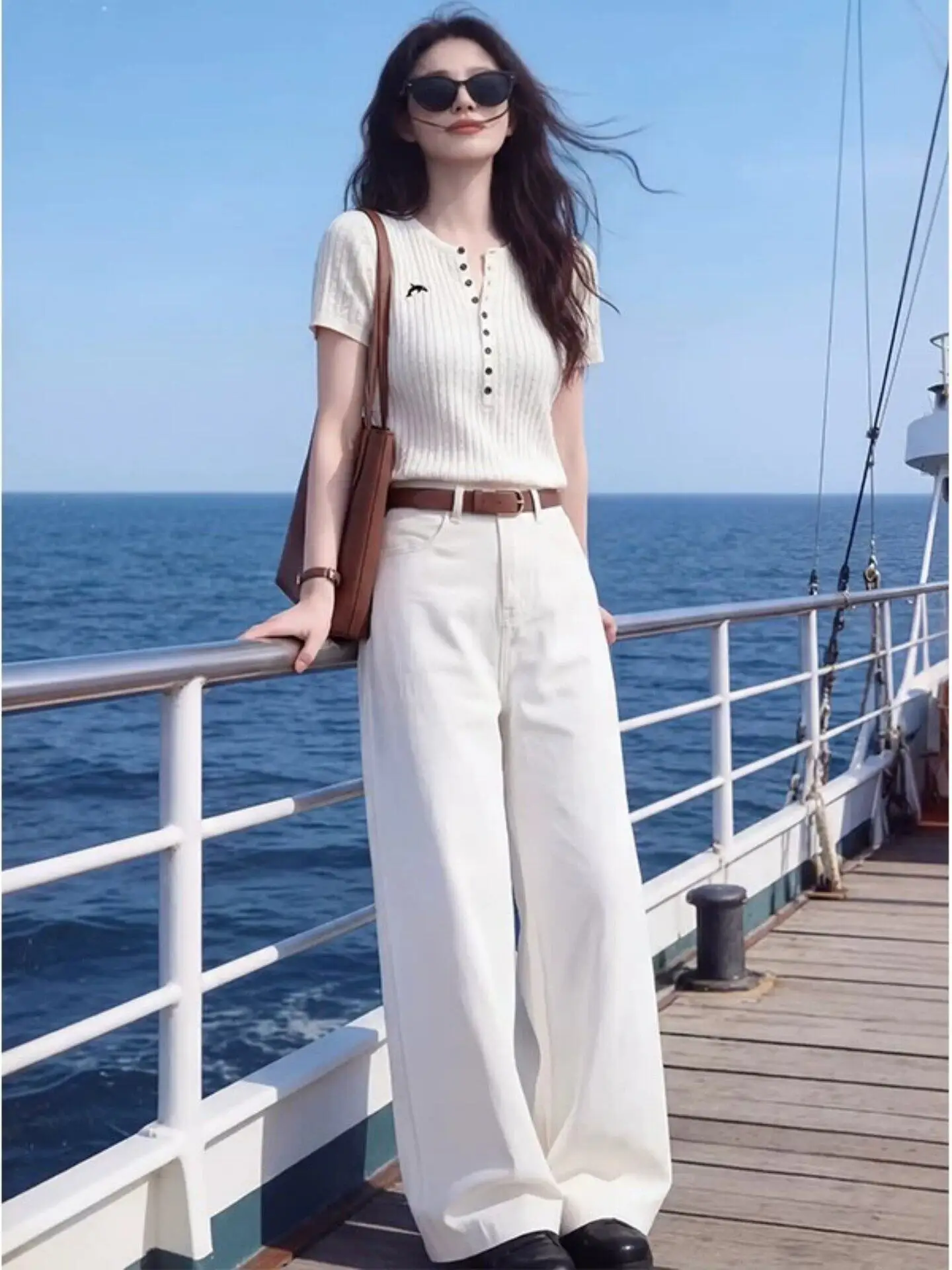 High Waist Wide Leg Pants Women Loose Slouchy Casual Trousers Summer 2026 New Style White Comfortable Straight Cut Pants