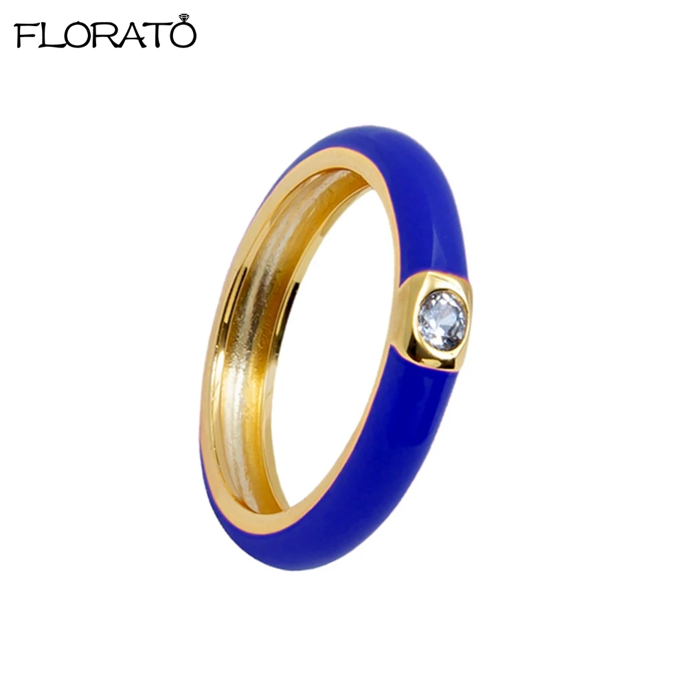 Women's Colorful Enamel Ring, 24K Gold Plated Candy Colors Gift