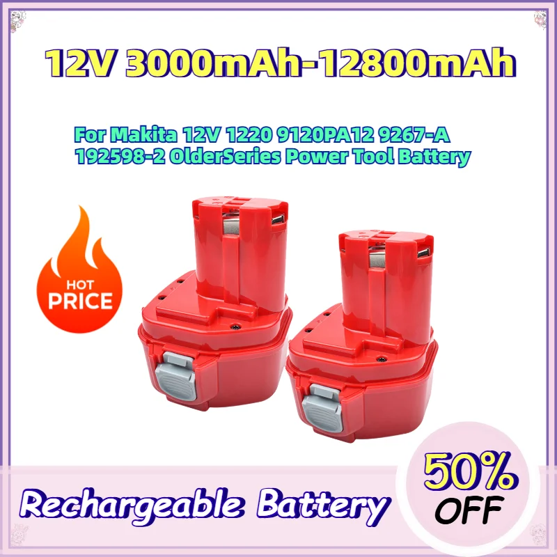 12V 3000mAh 4800mAh 6800mAh 9800mAh 12800mAh Ni MH Battery for Makita 1200 1220 9120 9267-A Power Tools