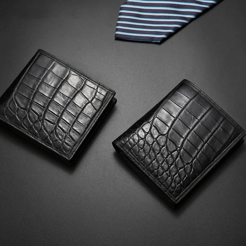 New Korean Fashion Crocodile Bag Real Genuine Men Genuine Leather Wallets Short Horizontal Leather Female Male Wallet Mens Purse