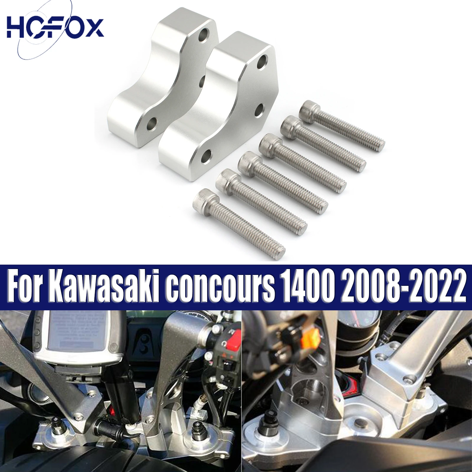 

For Kawasaki concours 1400 2008-2022 GTR1400 Motorcycle Aluminum Alloy Handlebar Risers Height Up Adapters
