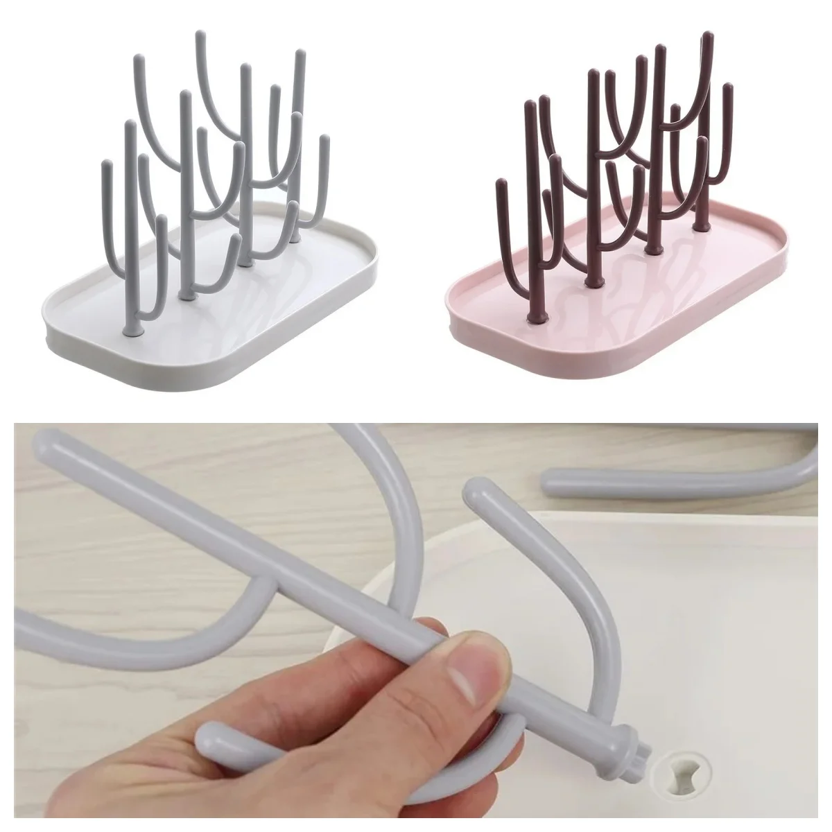 Égouttoir à biberons pour comptoir de cuisine, support de séchage détachable avec base pour tétines, tasses, pièces de tire-lait