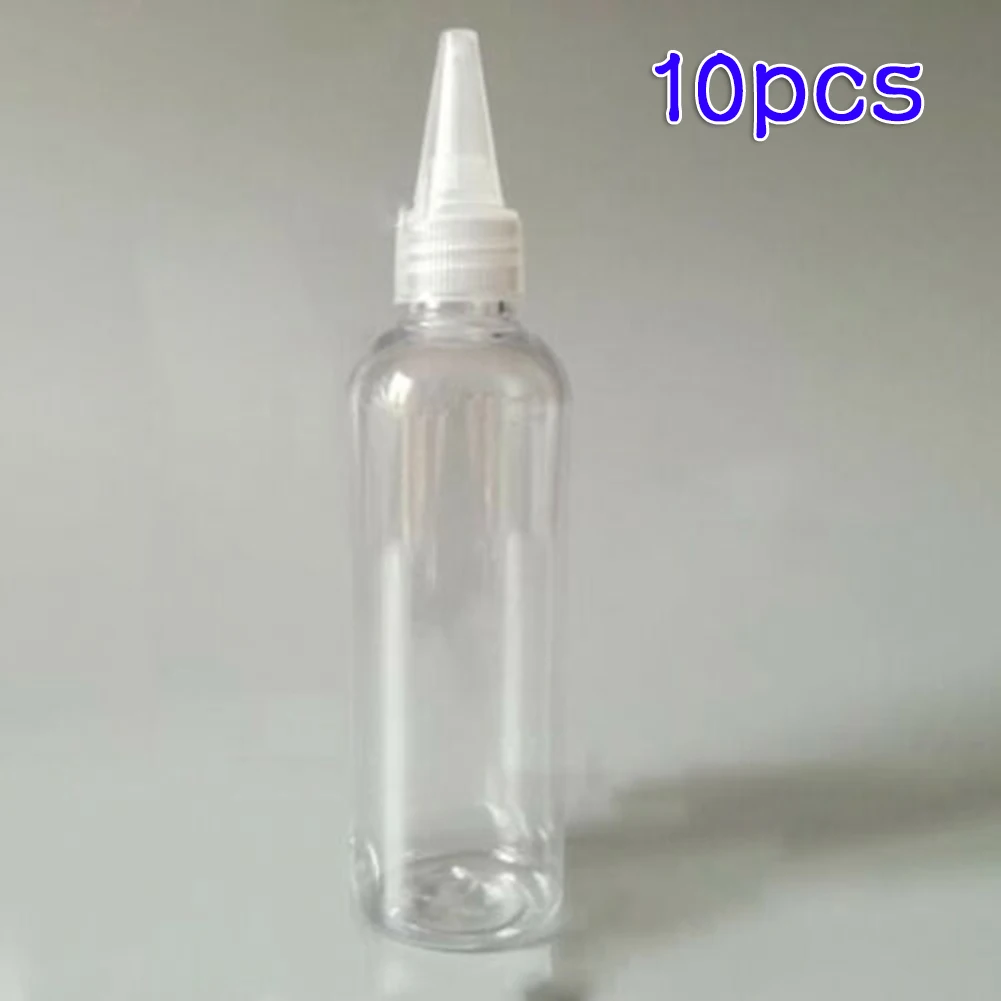 Clear PET Plastic Bottles 100ml Capacity Pack of 10 with Twisting Top Nozzle Dropper for Versatile Storage Solutions