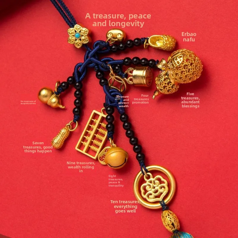 Car Rearview Mirror Hanging Ornament Brass Gourd Charm 2026 Chinese Traditional Auto Interior Exquisite Decor Pendant Accessory