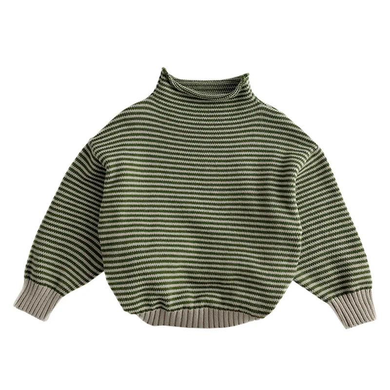 2024 Autumn New Children Long Sleeve Striped Sweater Set Boys Girls Knit Sweater Kids Knitwear Clothing Suit Baby Knit Outfits