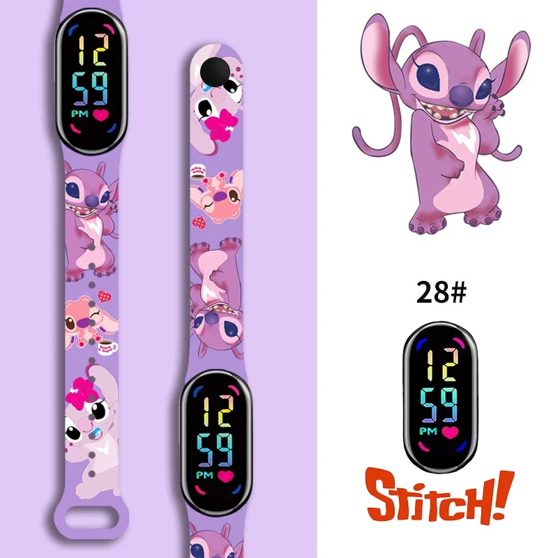 

Disney Stitch Kids' LED Touch Watch Luminous Waterproof Ideal Sports Gift with Cartoon Anime Charm Watch
