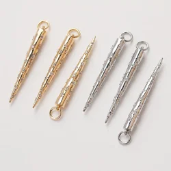 2PCS Dainty Long Rivet Shape Charms for Jewelry Making Necklace Pendant DIY Hand Made Brass Accessory 14k Gold Plated 33*3.8mm