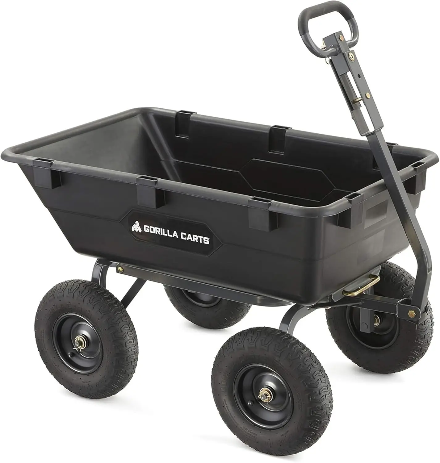 

Carts 6 Cu Ft Poly Yard Dump Cart and Utility Wagon, with Steel Frame and 1200 Pound Heavy Duty Capacity, for Lawn and Gardening