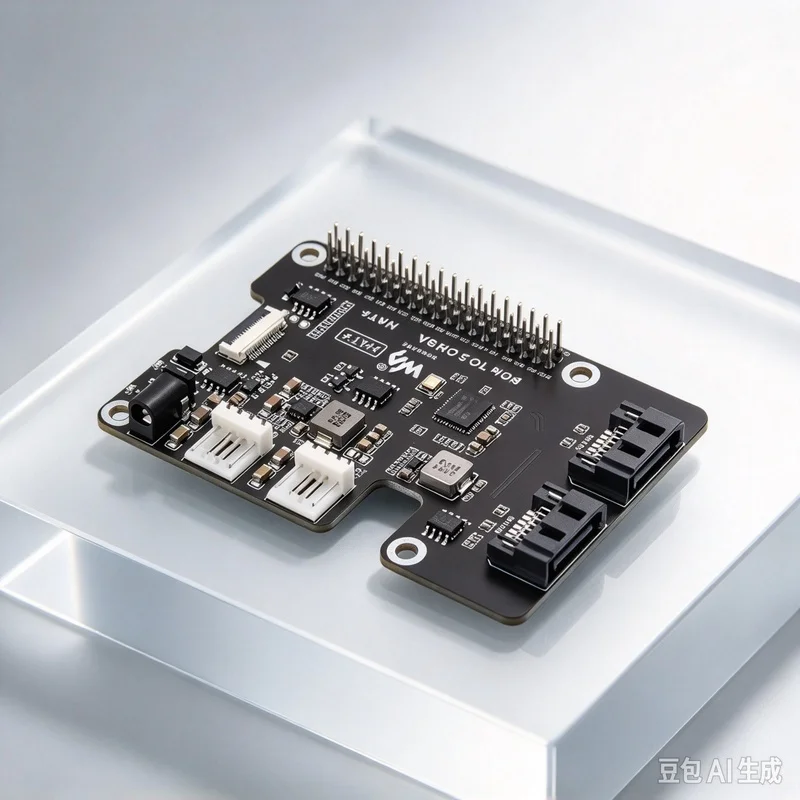 Adapter PCIe To 2-Ch SATA for Raspberry Pi 5 HAT+ Supports SATA Hard Drive