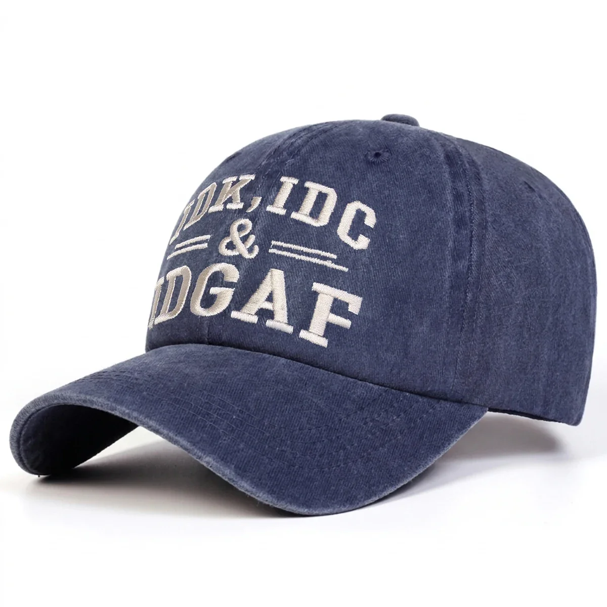 Unisex IDK IDC&IDGAF Buchstaben-Stickerei Gewaschene Baseballkappe Frühling Herbst Outdoor Verstellbare Freizeitkappe Sonnenschutzkappe Sportkappe – Detail 5
