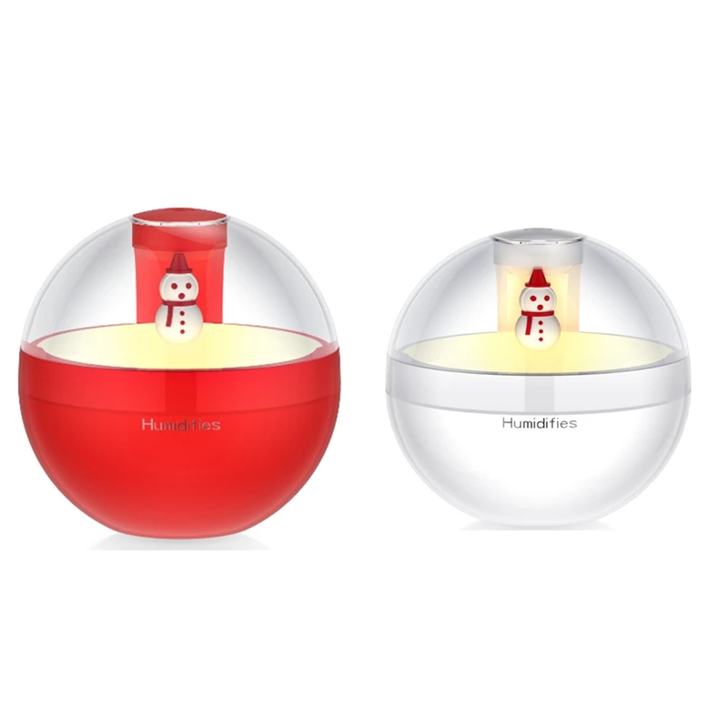 Humidificador de aire de muñeco de nieve con luz nocturna, difusor de aceite esencial, fabricante de niebla USB, rojo, 1 Juego