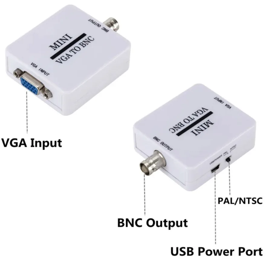 Grwibeou 1080P VGA To BNC Video Converter Mini HD VGA To BNC Output Adapter Converter for PC Mac HDTV Monitors TVs Computers