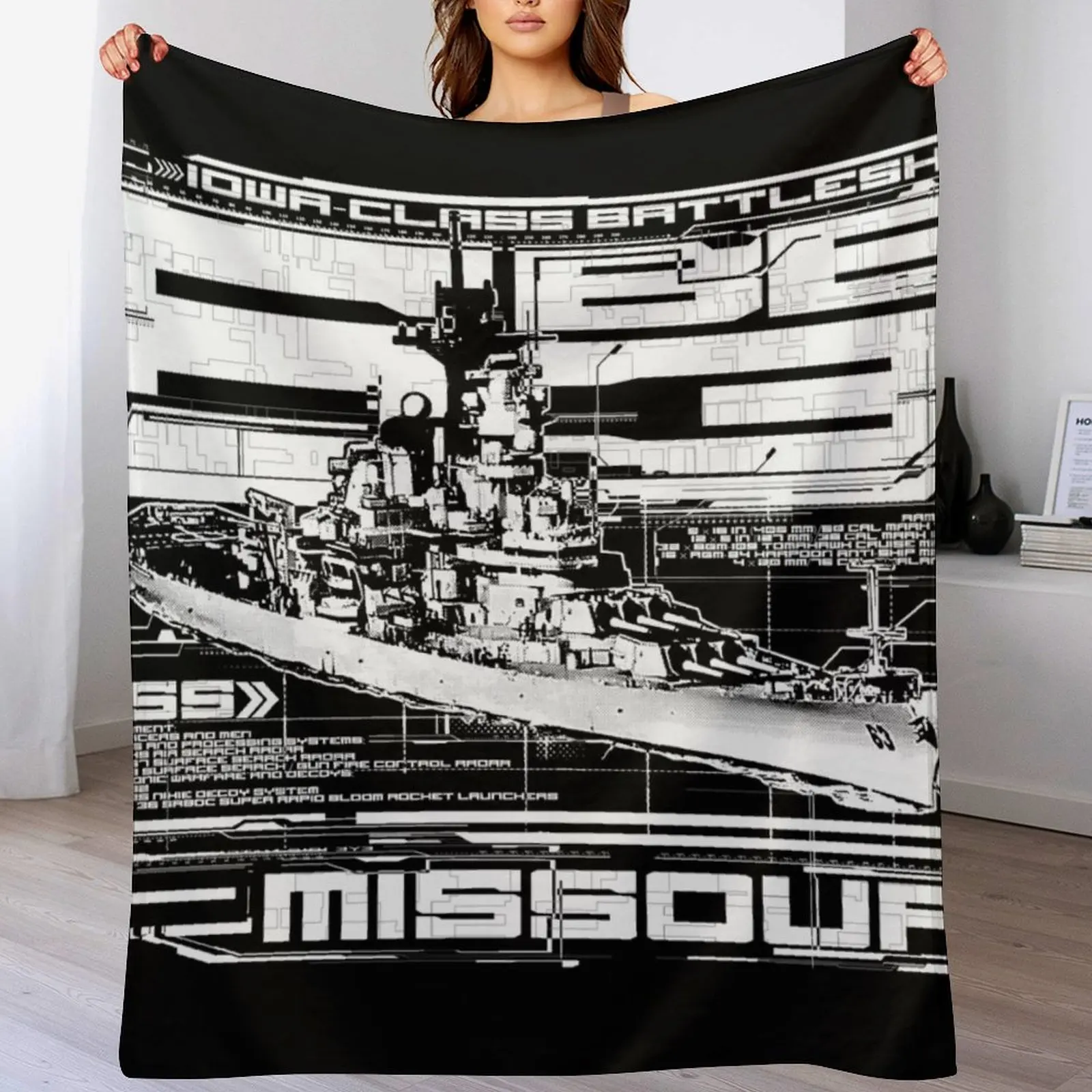 Battleship Missouri Throw Blanket Quilt Beach funny gift Sleeping Bag Blankets