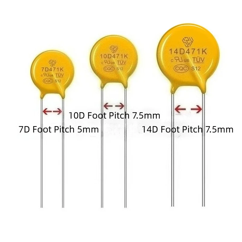 20pcs 7D 10D 14D471K 561K 681K 511K Varistor Overvoltage Surge Protection Lightning Arrestor