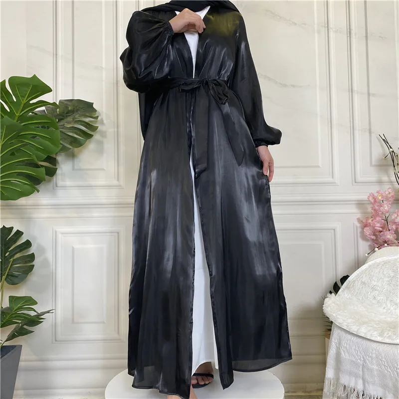 Turkish Dubai Open Kimono Abaya Daily Party Casual Moroccan Caftan For Women Jalabiyat Silky Batwing Sleeve Robe  With Belt 2024