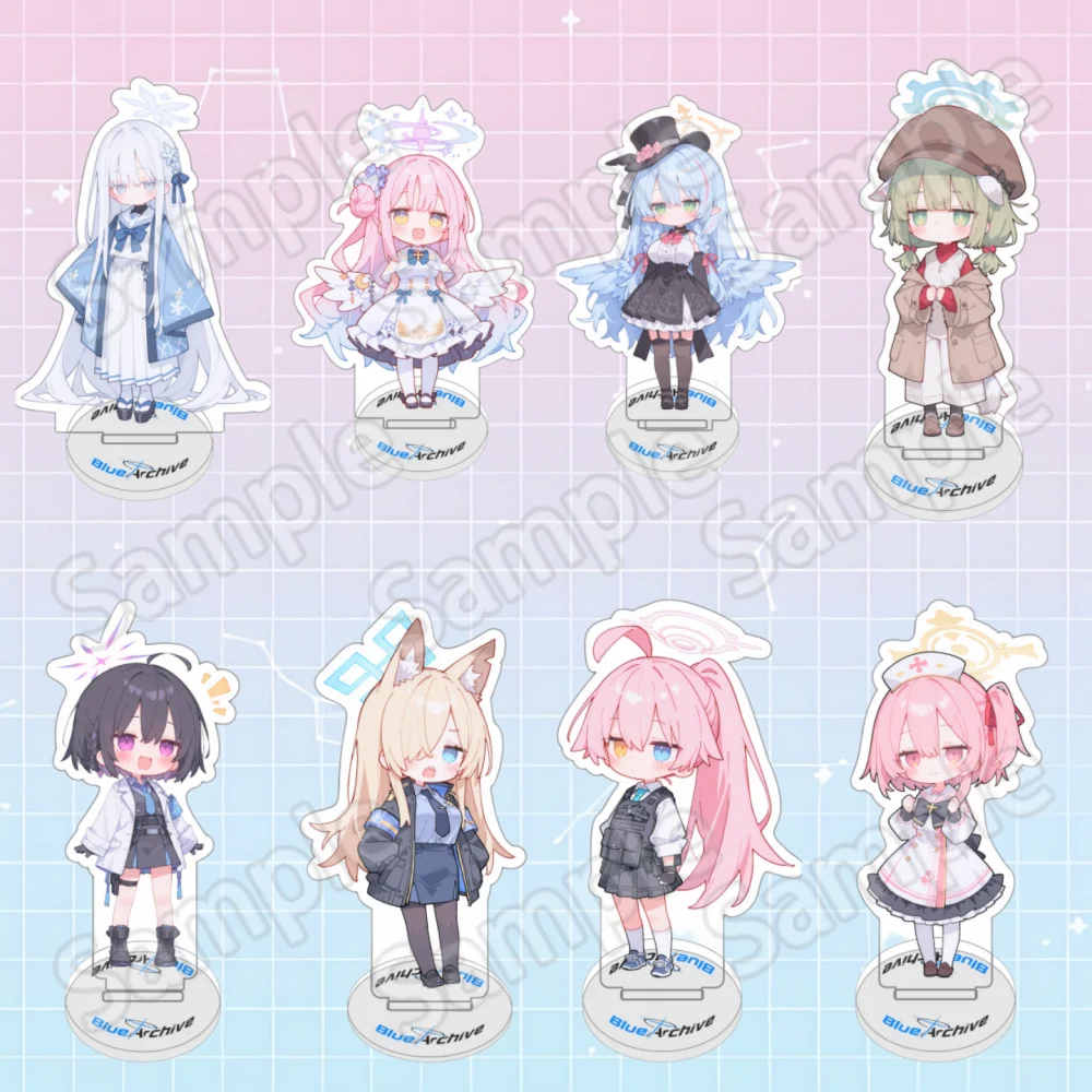 Llavero con Figura Acrílica de Mika de Blue Archive, Linda Figura en Versión Q de Chica Ángel con Vestido Blanco y Halo de Estrella, Adorno Coleccionable de Sobremesa