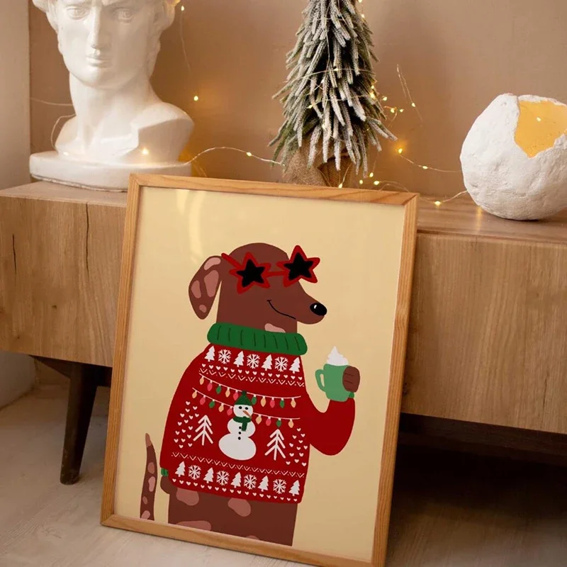 1pc frameless Canvas Painting Funny Christmas Countdown Sign Poster Minimalism Modern Festive Wall Art Decor Cute Quotes Cozy Xm
