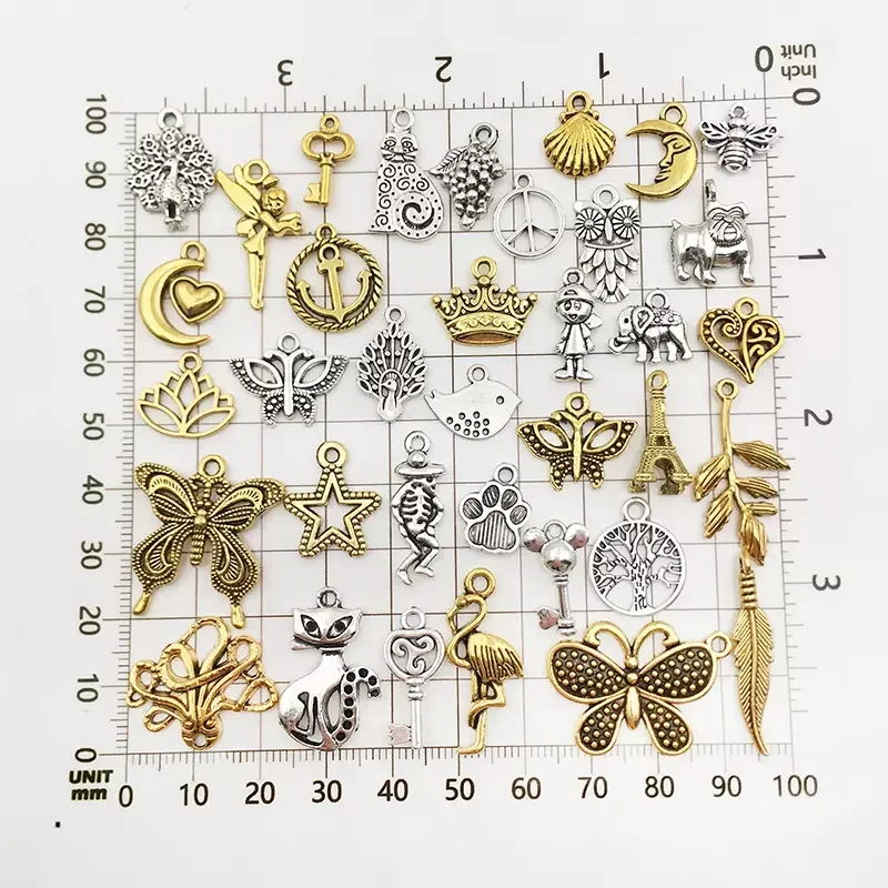 Breloques Vintage en Métal Mixte, Animaux Oiseaux, Perles Faites à la Main, Bracelet, Pendentif, Collier, Clips, Bijoux, Executif Findings, 30-100Pcs