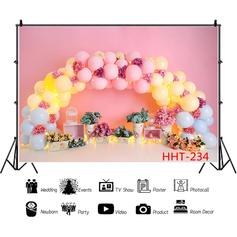 

SHENGYONGBAO Colorful Balloon Arch Decoration Photography Backdrops Newborn Baby Birthday Photo Studio Background FSS-998