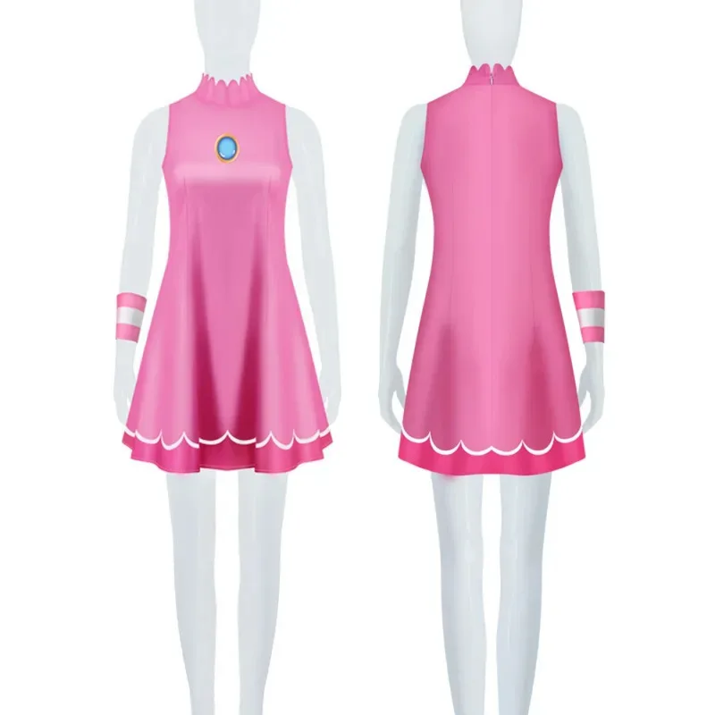 لعبة الأميرة تأثيري حلي ديزي الخوخ فستان تنكر مجموعة كاملة لملابس الكبار هالوين كرنفال ملابس الحفلات لعب الأدوار