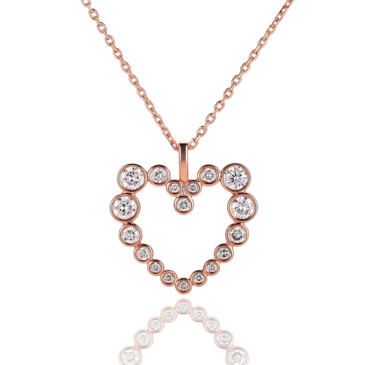 Provence 14K Moissanite Pendant for Women AU585 Heart Shape Halo Pendants for Mom Solid Gold Women's DIY Necklace Pendant