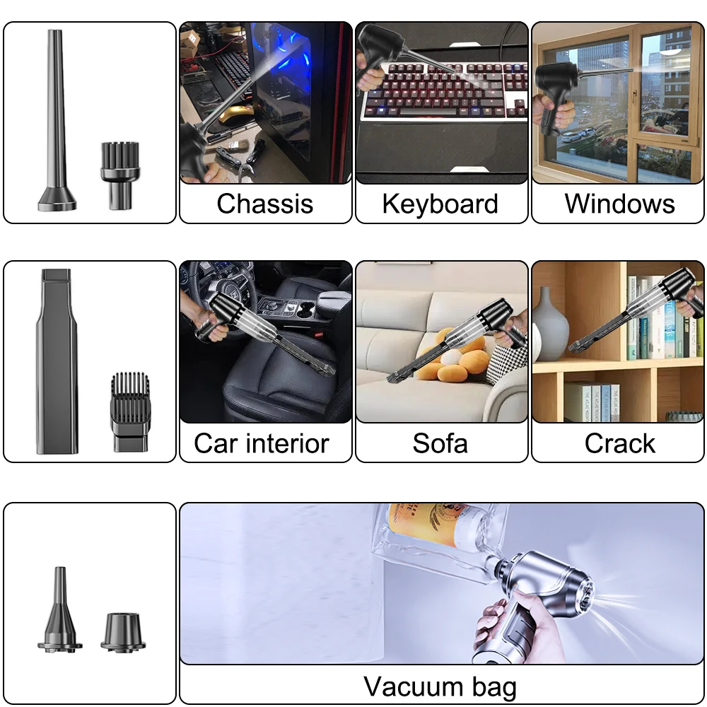 Car Vacuum Cleaner 7.4V 60W Powerful Strong Suction Handheld Mini Portable Wireless Cleaner Home Cleaning Machine