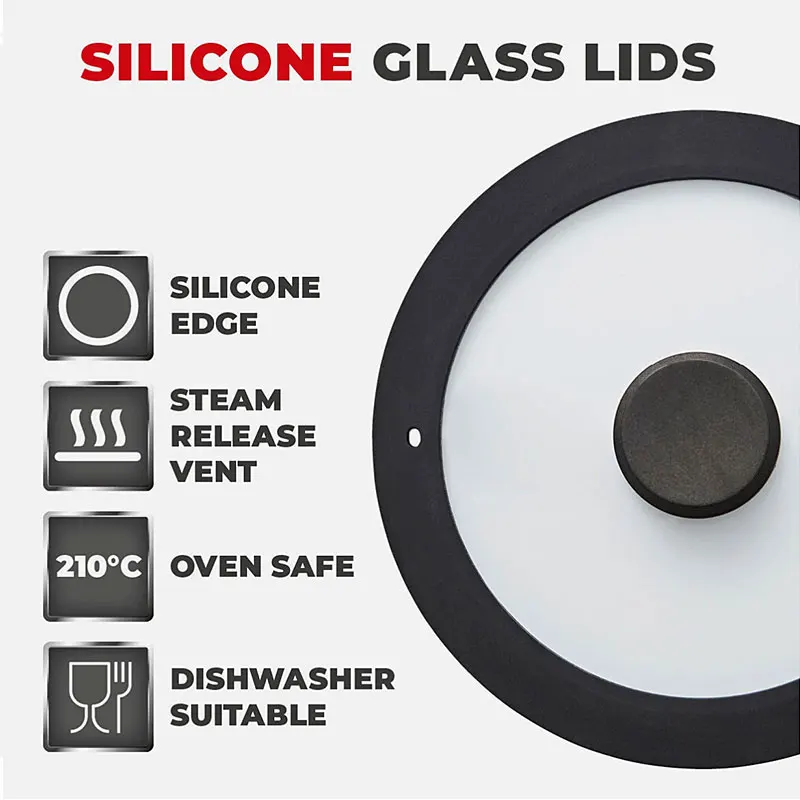 الغذاء الصف سيليكون استبدال غطاء مقلاة العالمي الزجاج المقسى غطاء وعاء ل 18/20/26 سنتيمتر المقالي الأواني مقالي غطاء تجهيزات المطابخ #5