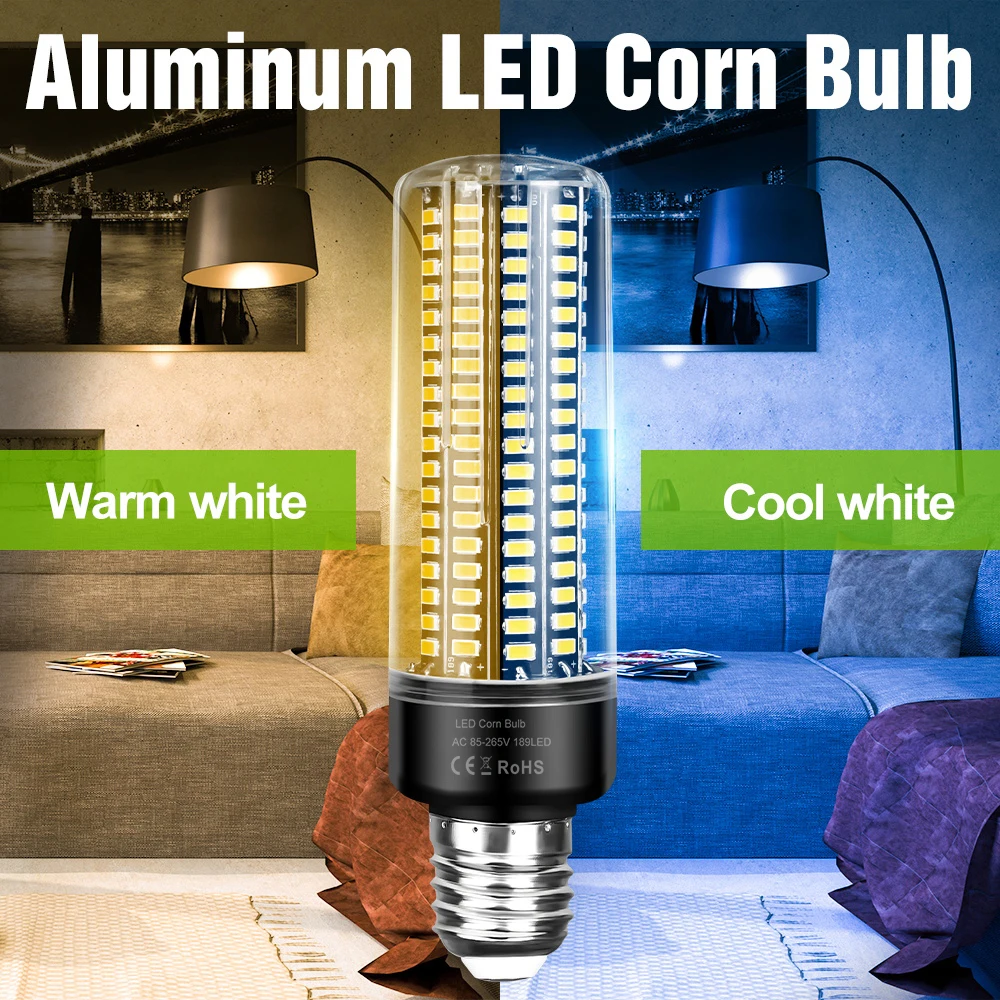 30W LED Corn Bulb E27/E26 Ceiling Light E14 Lamp AC220V Indoor Chandelier Bulbs 110V No Flicker Cold/Warm White For Home Bedroom