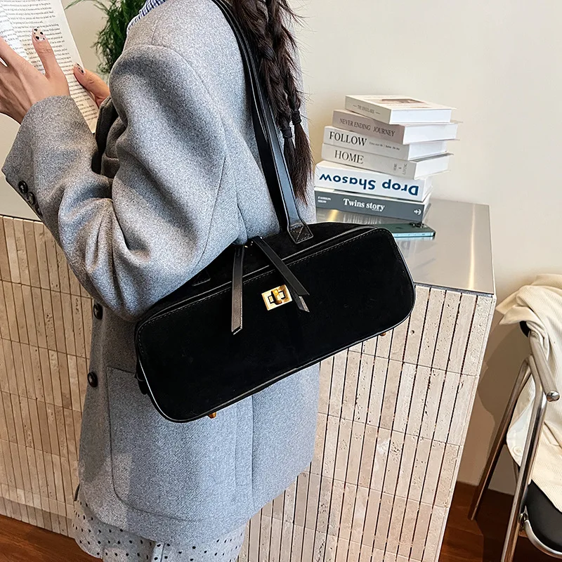 

Winter Fashion Shoulder Bags For Women PU Suede Large Capacity Satchels Bag Commute Luxury Designer ladies Handbags bolsas