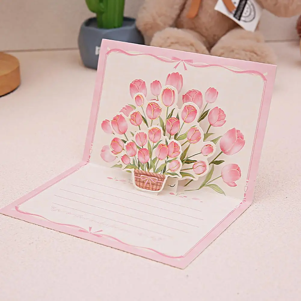 Surprise Bouquet Pop Up Cards Handmade 3d Flower Bouquet Pop-up Greeting Card for Mother's Day Graduation Anniversary for Mom