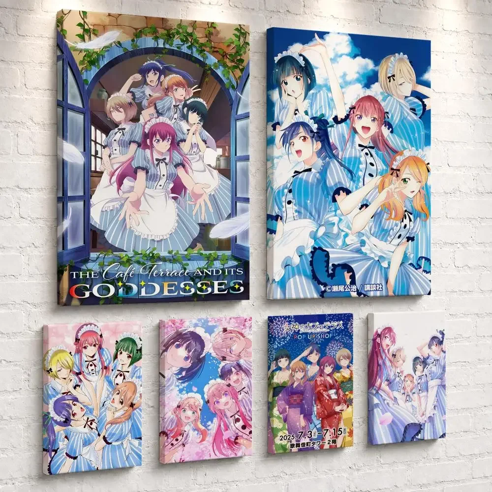 Cuadro Decorativo con Marco de Café T-Terrace y sus Diosa G, Listo para Colgar, Arte de Pared en Lienzo para Dormitorio, Sala de Estar y Decoración del Hogar